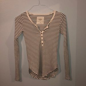 Striped long sleeve button up shirt